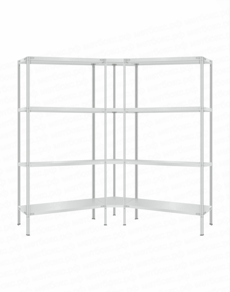 Стеллаж угловой 2000х1600х1600 (4 яруса глубиной 400мм) купить в Череповце Стеллаж угловой 2000х1600х1600 (4 яруса глубиной 400мм) купить в Череповце