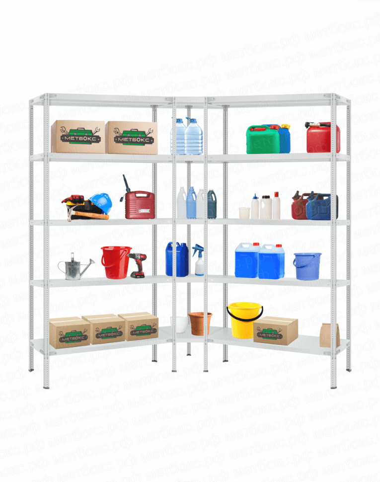 Стеллаж угловой 2000х1600х1600 (5 ярусов глубиной 400мм) купить в Череповце Стеллаж угловой 2000х1600х1600 (5 ярусов глубиной 400мм) купить в Череповце