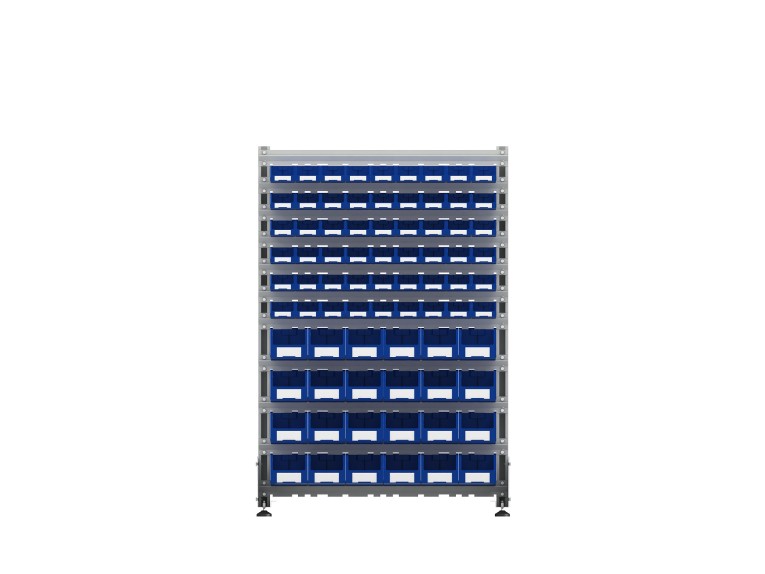 Стеллаж для пластиковых лотков SORTEX односторонний 1500x1000x450.04 купить в Череповце Стеллаж для пластиковых лотков SORTEX односторонний 1500x1000x450.04 купить в Череповце