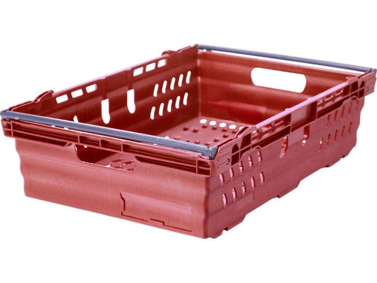 Ящик 600х400х167 со складываемыми ручками красный купить в Череповце